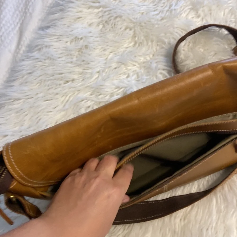 Real Leather Laptop Bag size 17” long wide 11” pretty big with adjustable stripe